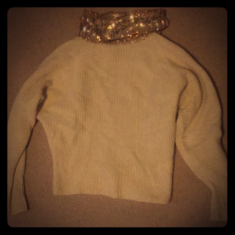 Charlotte Ruse Beige sweater sparkly turtleneck